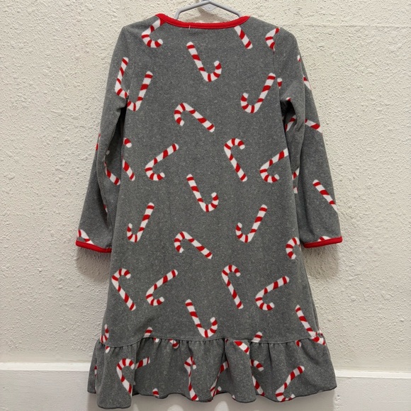 Carter's Grey with Candy Canes Christmas Fleece Night Gown Pajamas 4T - Picture 3 of 4